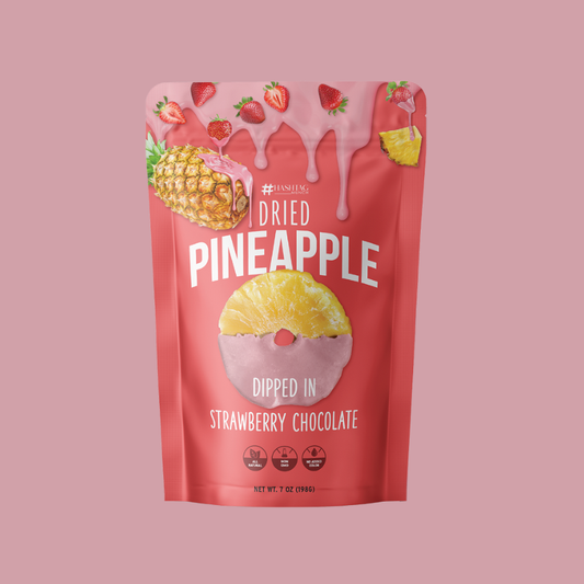 Dried Pineapple Dipped in Strawberry chocolate