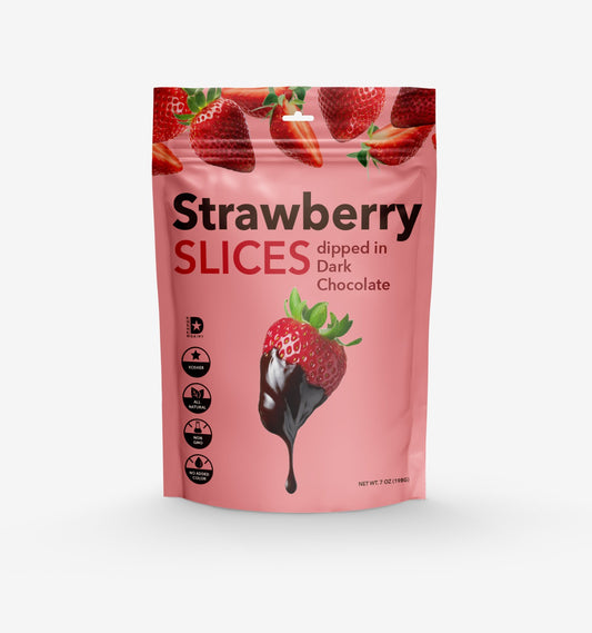 Strawberry Slices Dipped in Dark Chocolate