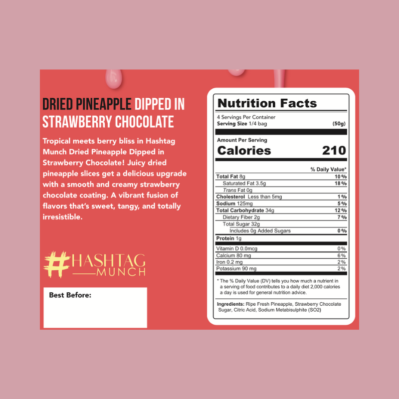 Dried Pineapple Dipped in Strawberry chocolate