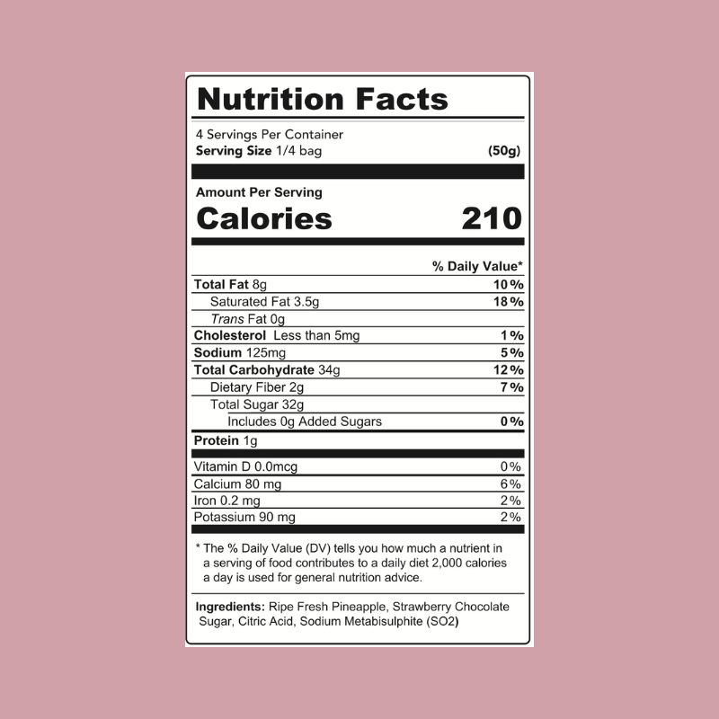 Dried Pineapple Dipped in Strawberry chocolate