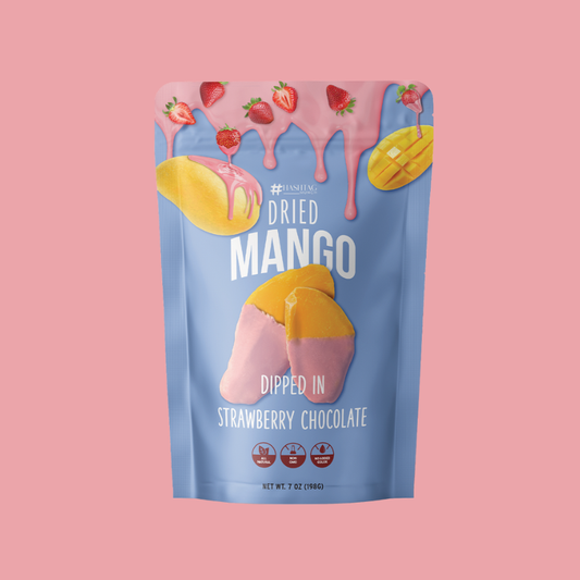 Dried Mango Dipped in Strawberry Chocolate