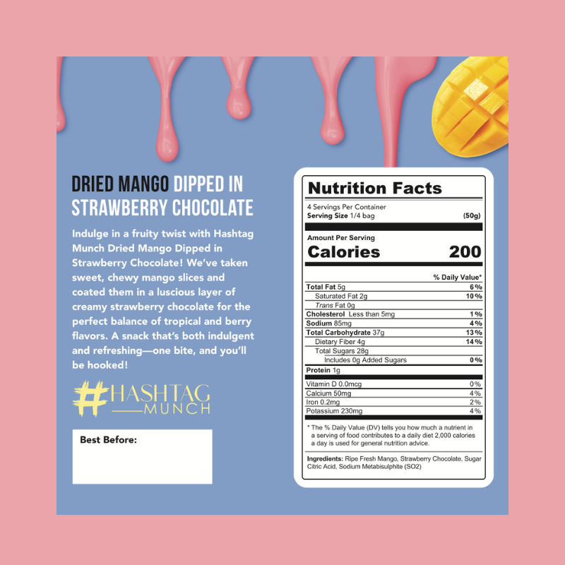 Dried Mango Dipped in Strawberry Chocolate