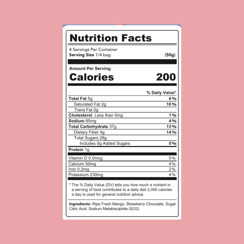 Dried Mango Dipped in Strawberry Chocolate