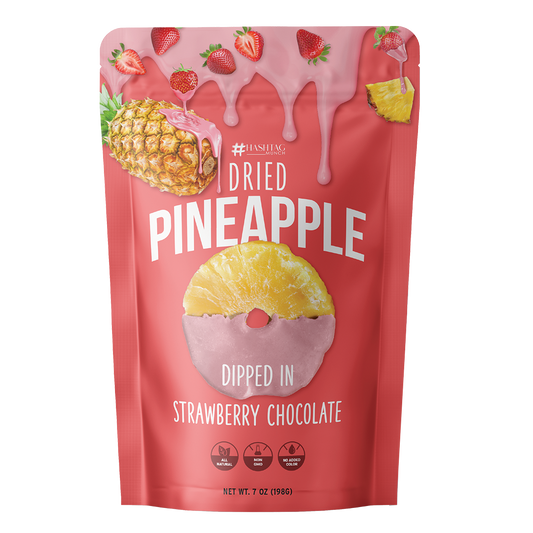 Dried Pineapple Dipped in Strawberry Chocolate